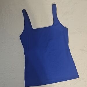 Nine West Blue Square Neck Sleeveless Tank Top Sz S